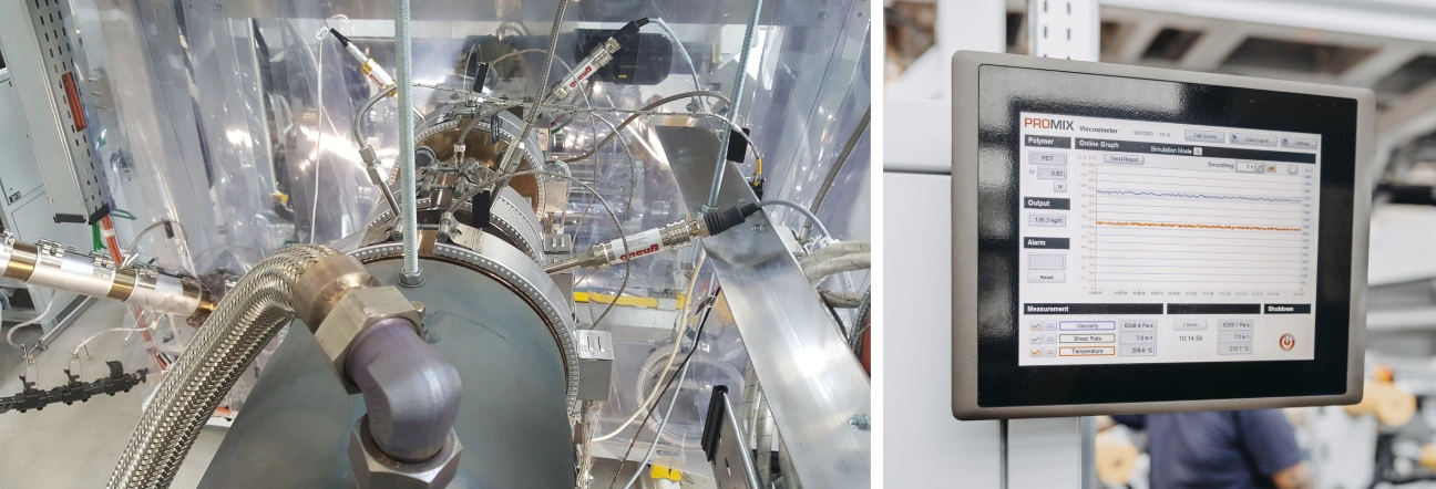 Process monitoring with inline viscosity control